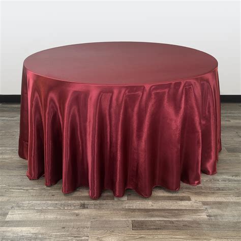 120 Inch Round Satin Tablecloth Burgundy