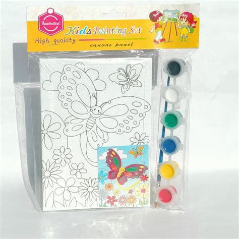 Mini Pre-Drawn Canvas Panel with Poster Colors & Brush — GoKrafty