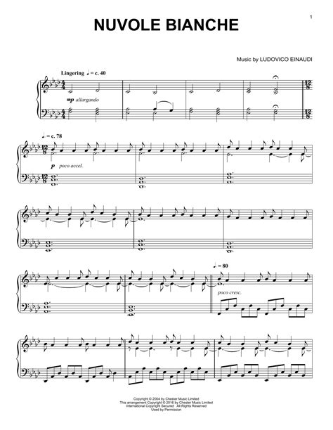 Nuvole Bianche by Ludovico Einaudi Sheet Music for Piano Solo at Sheet ...