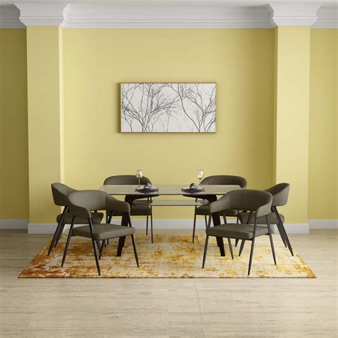GODREJ INTERIO Meridian Tempered Glass 6 Seater Dining Table (Only ...