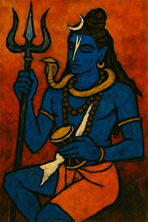 Modern Art Shiva Painting | Contemporary Lord Shiva Wall Art for Home ...