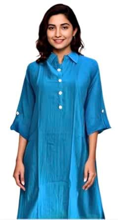 Buy Banarasi Silk Embosed Rama Womens Kurti | Available in S/M/L/XL/XXL ...