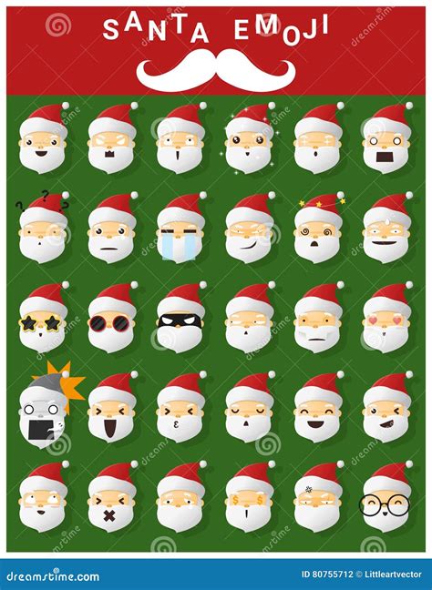 Santa claus emoji icons stock vector. Illustration of feeling - 80755712