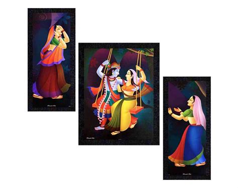 PNF Religious Radha Krishna UV Textured Synthetic Framed Painting ...
