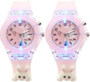 Spiky 3D Cartoon Analouge 7 Multicolor Light Watch Combo For Kids girls ...