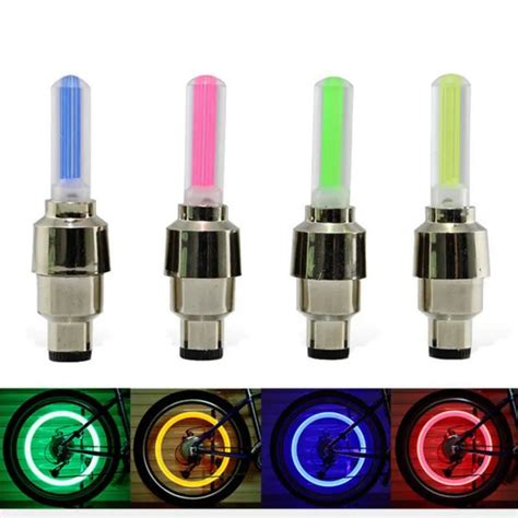 LED Flash Light Lamp For Bicycle Wheel Valve Sealing Caps (2pcs)