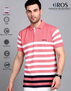 3BROS Striped Men Polo Neck Pink T-Shirt - Buy 3BROS Striped Men Polo ...