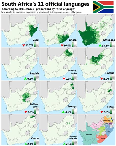 South Africa’s 11 official languages. Zulu is most... - Maps on the Web
