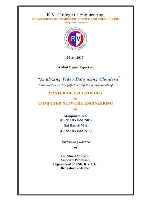 Mini Project Report - Analyzing Video data using Cloudera - R. College ...
