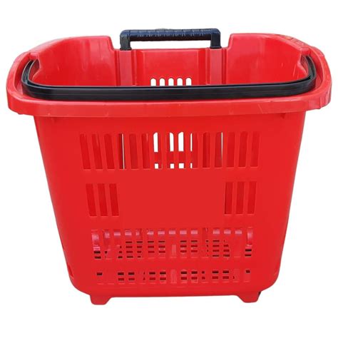 Red Rolling Shopping Basket, 35L Cap, 46x35x40 CM – Singhal Mart