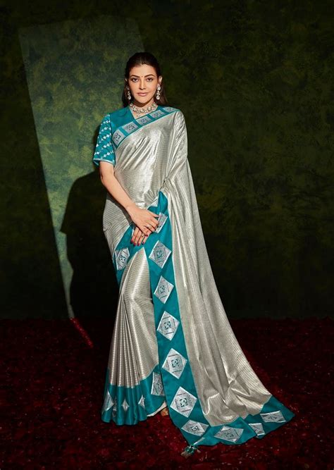 Silver Gray Woven Celebrities Exclusive Designer Saree with Embroidere ...