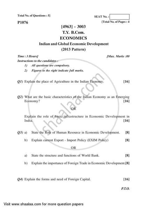 Indian and Global Economic Development 2015-2016 Bachelor of Commerce ...