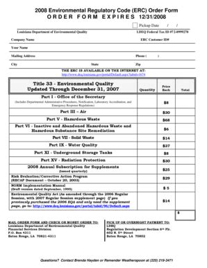 Fillable Online deq louisiana 2004 Environmental Regulatory Code Order ...