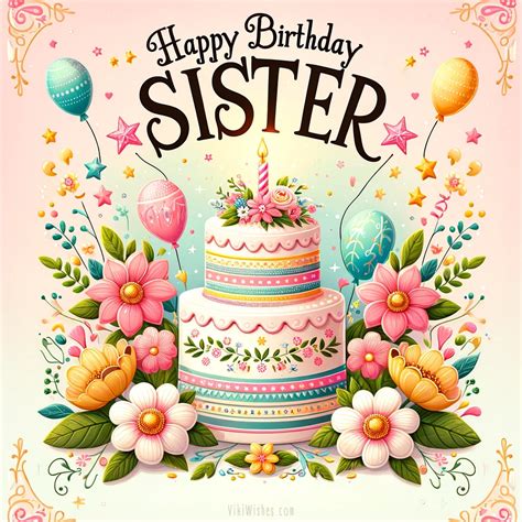 Happy Birthday Wishes For Sister Cake