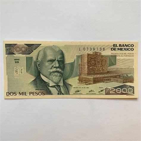 2000 dos Mill MEXICAN Pesos Very RARE Banknote in Perfect | Etsy