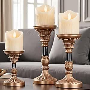 Buy Resin Candle Holders Set of 3- Home Decor Pillar Candle Stand ...