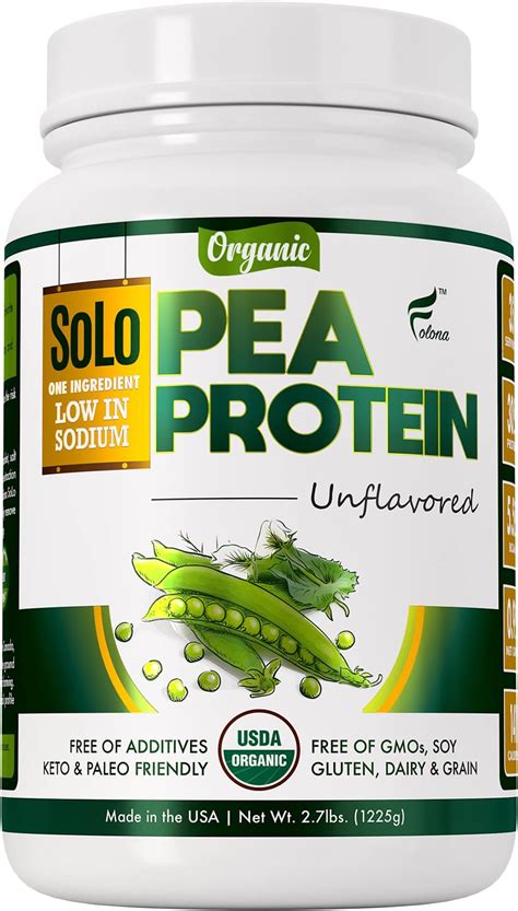 Amazon.com: SOLO Organic Pea Protein Isolate, Low in Sodium, Canada Grown Peas, 100% Vegan, Non ...