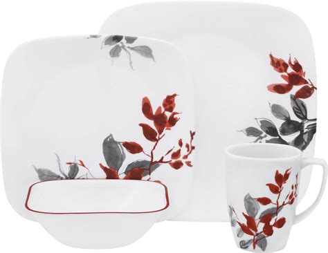 Amazon.com | Corelle Square Splendor 12-piece Dinnerware Set, Service ...