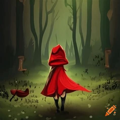 Little Red Riding Hood In The Forest Cartoon Little Red Riding Hood