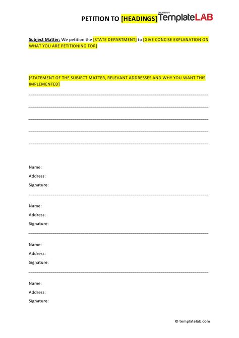 Petition Letter Template