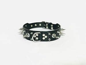 Buy Pets King Black Leather Dog Collar with Spike Heavy Duty Dog Belt ...