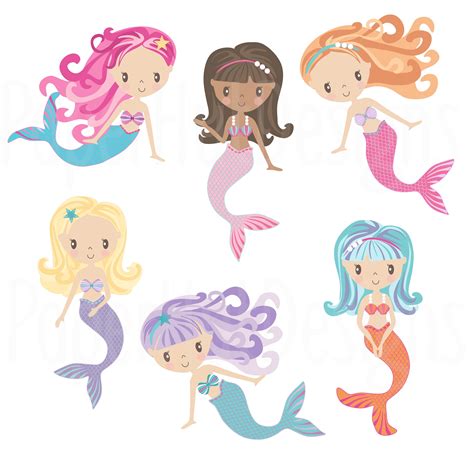 Mermaids 2 Clipart-mermaids Clip Art Mermaid Digital Papers | Etsy