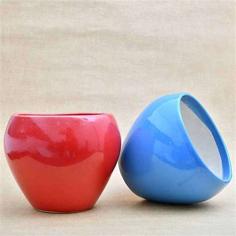 Buy 5.7 inch (14 cm) Apple Round Ceramic Pots - Pack of 2 online from ...