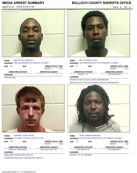 09/09/2019 Booking Report for Bulloch County - AllOnGeorgia