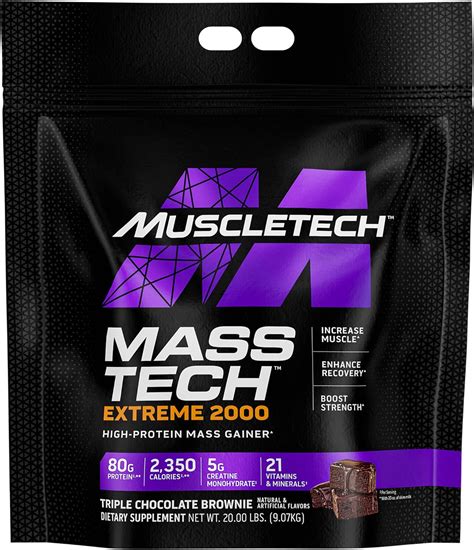 MuscleTech Mass Gainer Protein Powder, Mass-Tech Extreme 2000, Muscle ...