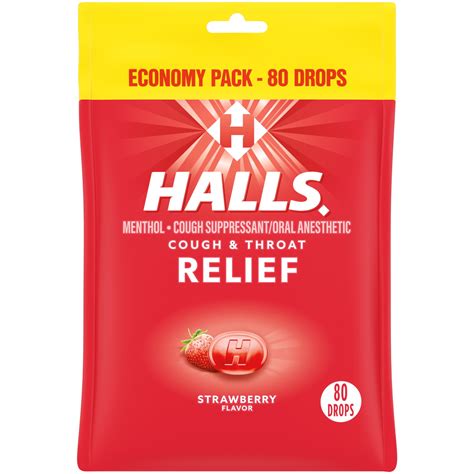 HALLS Relief Strawberry Cough Drops, Economy Pack, 80 Drops HSA/FSA ...