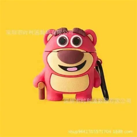 3D Cute Strawberry Lotso Bear AirPods Case