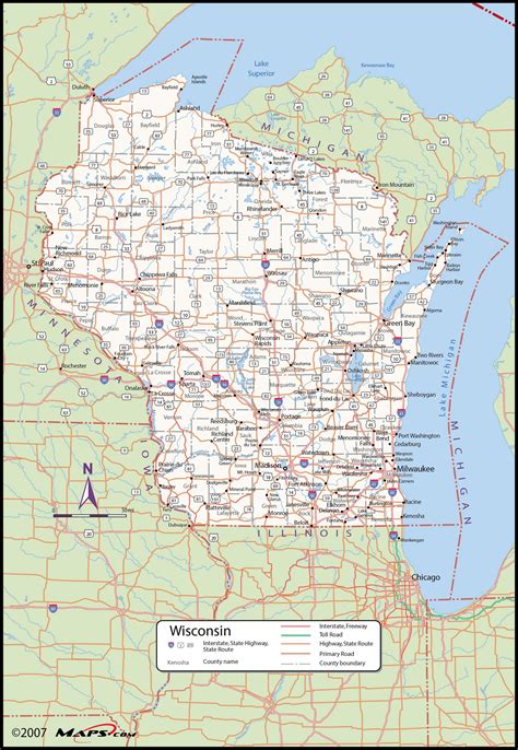 Printable Wisconsin County Map