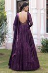 Buy Wine Georgette Sequins V Neck Embroidered Anarkali With Dupatta For ...