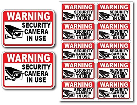 12Pk Security CAM in USE Surveillance Burglar Alarm Decal Warning Vinyl ...