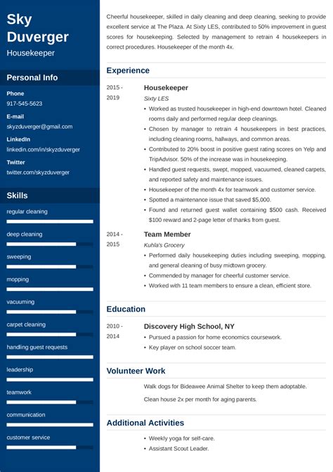 Housekeeping CV—Examples and 25+ Writing Tips