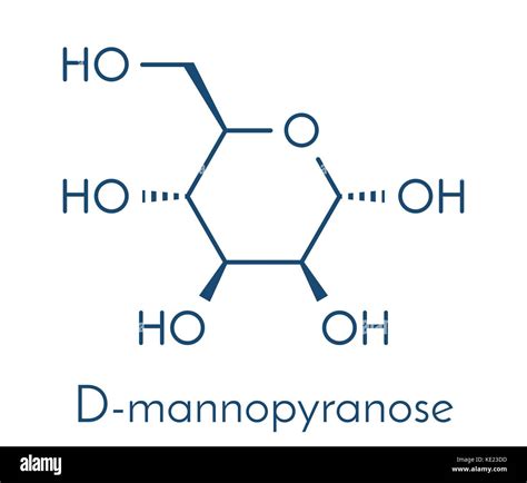 Mannose (D-mannose) sugar molecule. Epimer of glucose. Skeletal formula ...