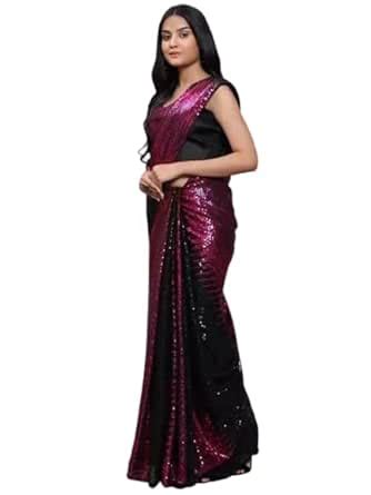 Buy Women's Brocade Silk Sequin Work Embroidered Saree With Heavy ...