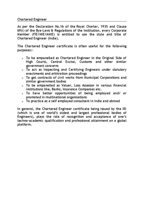 Privileges of Chartered Engineer - Chartered Engineer As per the ...