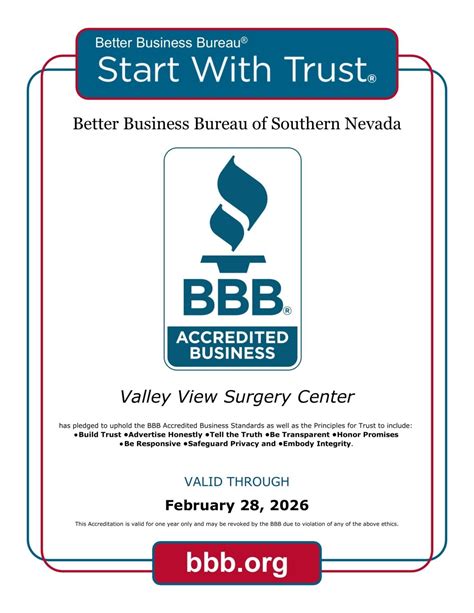 Accreditations - Valley View Surgery Center