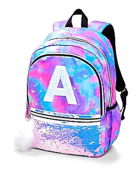 Justice Girls Purple/Blue Sequin Initial Galaxy Full Size School ...