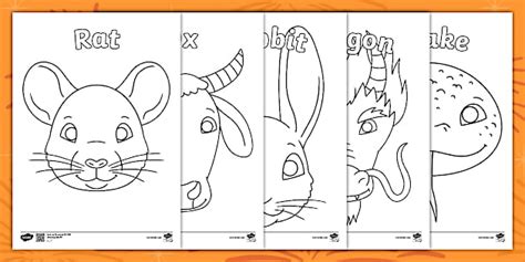 12 Chinese New Year Animals to Colour