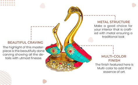 Buy KridayKraft Love Birds swan Set Pair of Kissing Duck Metal Statue ...