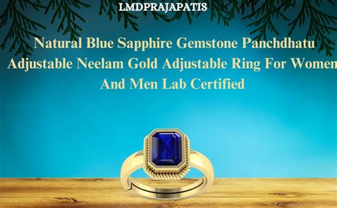 Buy LMDPRAJAPATIS Natural Blue Sapphire Gemstone Panchdhatu Adjustable ...