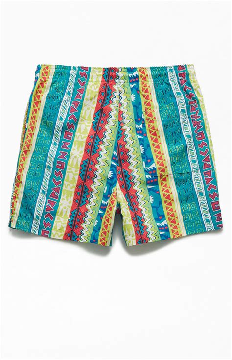 PacSun Retro Vertical Stripe AOP 15" Swim Trunks | PacSun