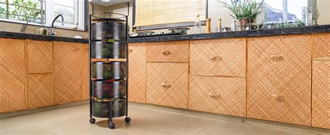 TEX-RO Kitchen Trolley with Wheels | 4-Layer Metal Vegetable Basket ...