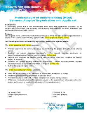 Memorandum of Understanding (MOU) Between Auspice ... Doc Template ...