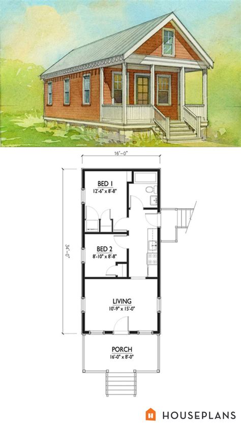 Cottage Style House Plan - 2 Beds 1 Baths 544 Sq/Ft Plan #514-5 ...