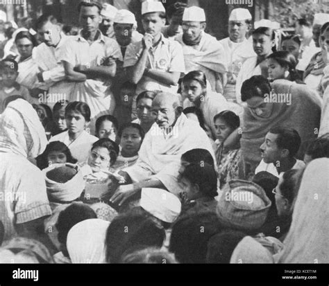 Mohandas Karamchand Gandhi, touring India during the partition riots following Independence 1947 ...