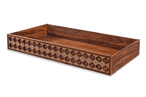 Buy Solid Wood Brass Bed A with Trolley Storage Online in India ...