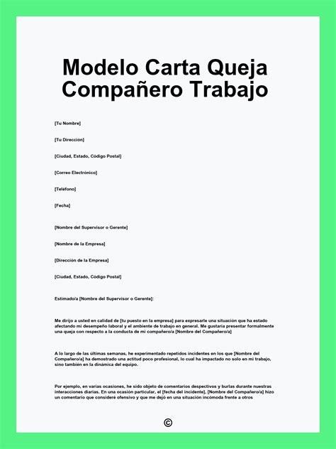 Modelo Carta Queja Laboral Vroguecarta De Queja Laboral In English